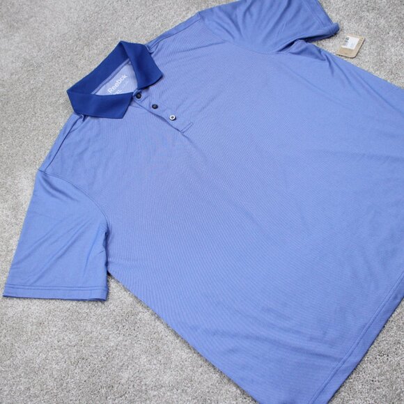 Reebok Golf Polo Shirt NWT Mens 3XL Blue Contrast Collar Polyester Stretch S/S - Picture 9 of 14